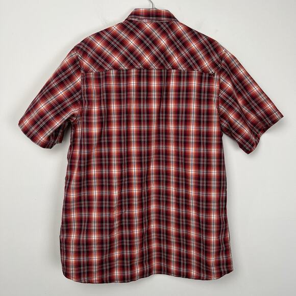 5.11 TACTICAL Men’s Size Medium Red Plaid Breaker Short Sleeve Snap Shirt - Picture 3 of 8